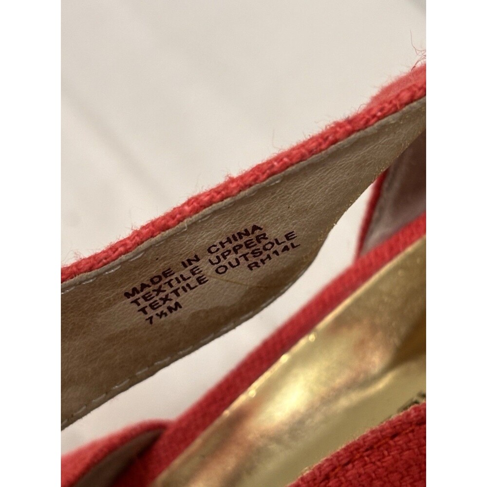 Michael Kors Red Canvas Espadrille Wedge Sandals Zipper Gold Accent Women Size 7 - Picture 4 of 10